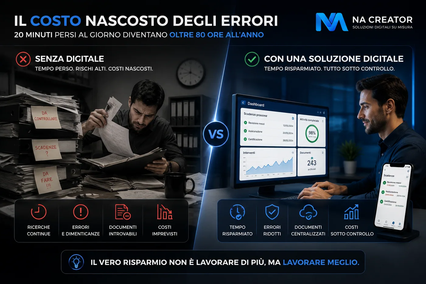Confronto tra lavoro manuale e sistema digitale